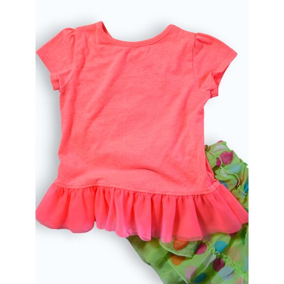 24 mo Neon Polka-Dot Skort and Shirt Set, Sparkly Outfit, Skirt Set - Picture 2 of 5